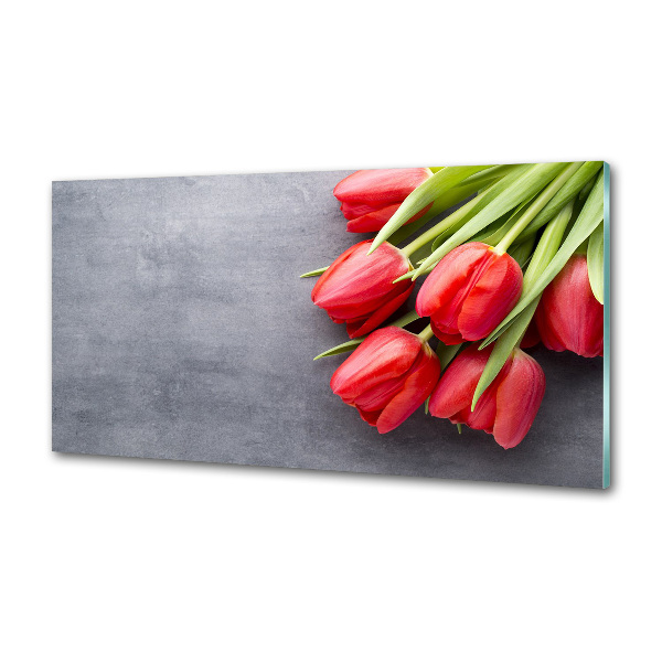 Cooker splashback Red tulips