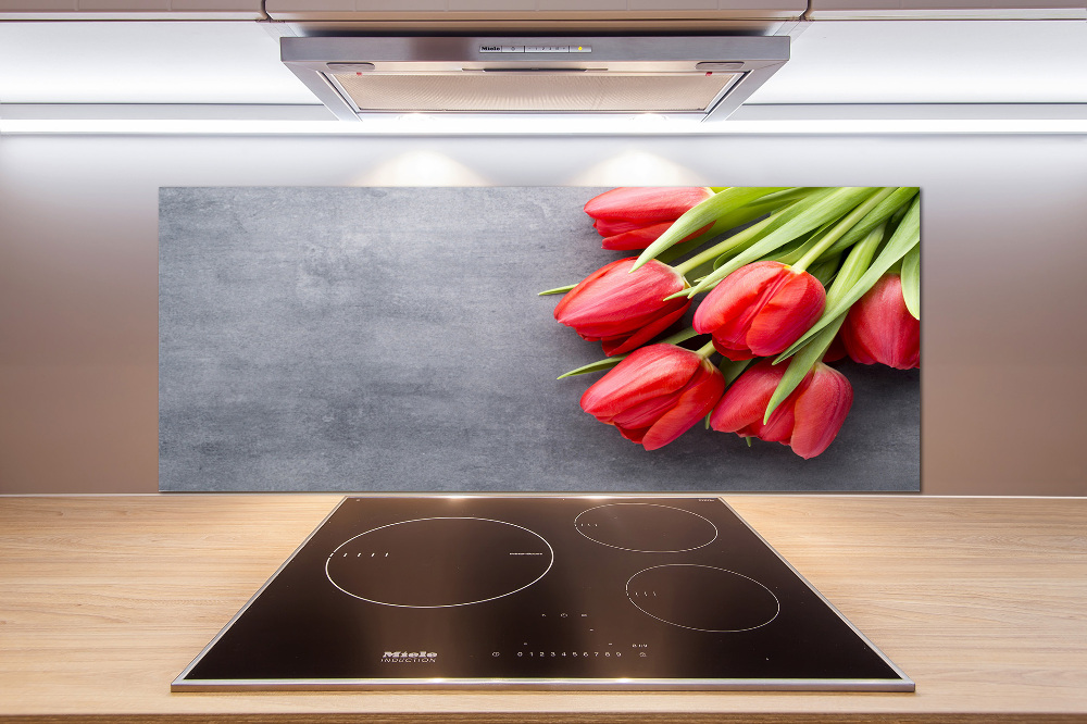 Cooker splashback Red tulips