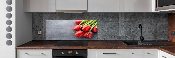 Cooker splashback Red tulips