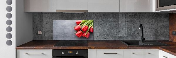 Cooker splashback Red tulips