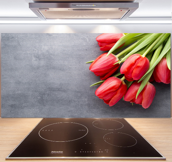 Cooker splashback Red tulips