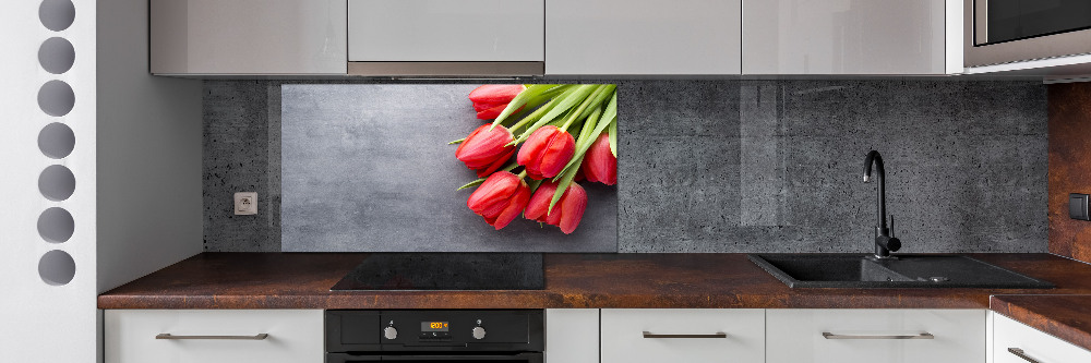 Cooker splashback Red tulips