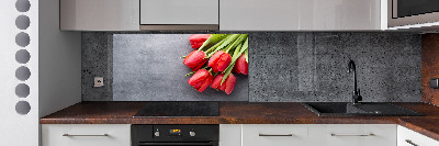 Cooker splashback Red tulips