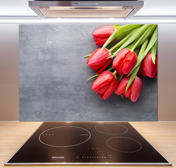 Cooker splashback Red tulips