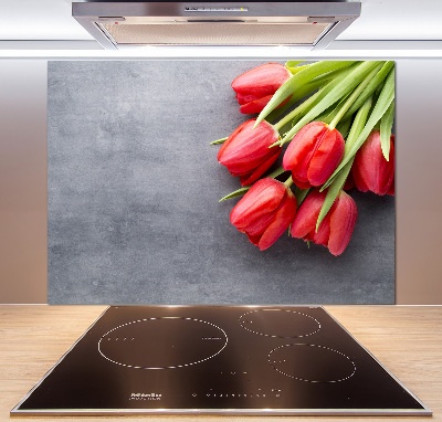 Cooker splashback Red tulips