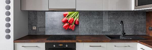 Cooker splashback Red tulips