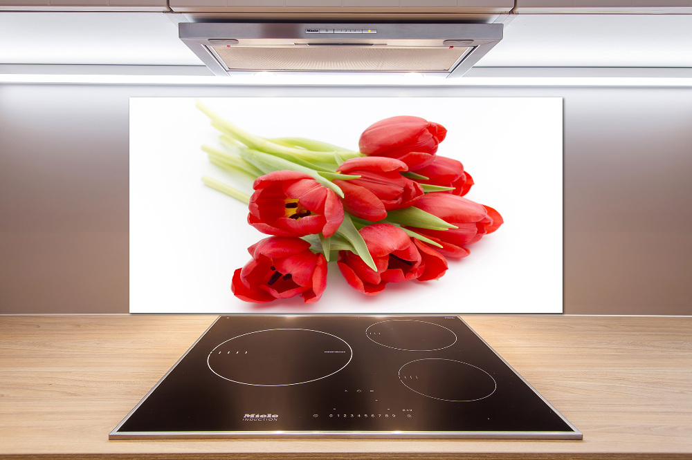 Cooker splashback Red tulips