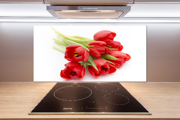 Cooker splashback Red tulips