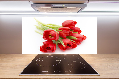 Cooker splashback Red tulips