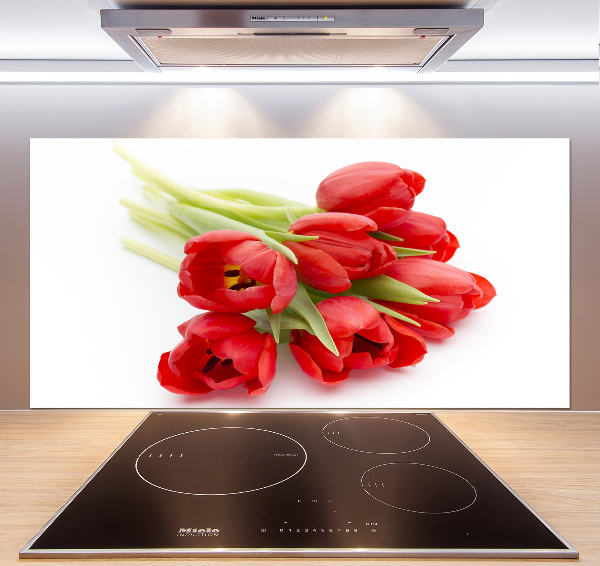 Cooker splashback Red tulips