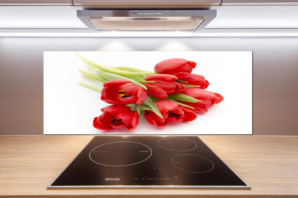 Cooker splashback Red tulips