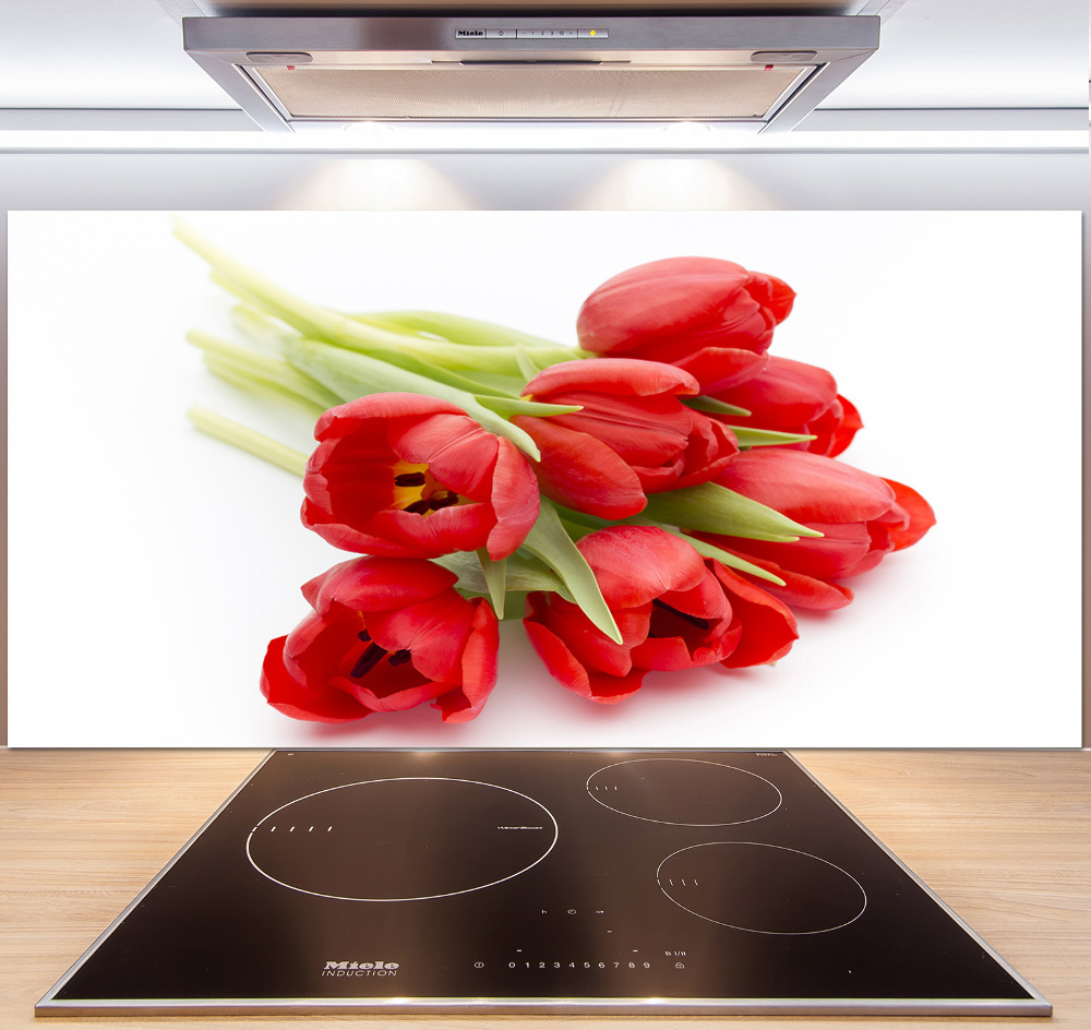 Cooker splashback Red tulips