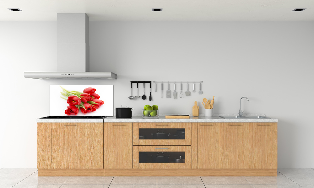 Cooker splashback Red tulips