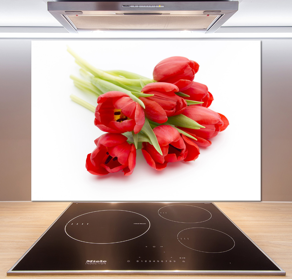 Cooker splashback Red tulips