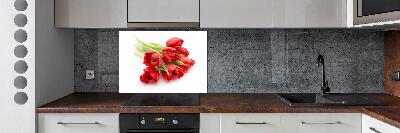 Cooker splashback Red tulips