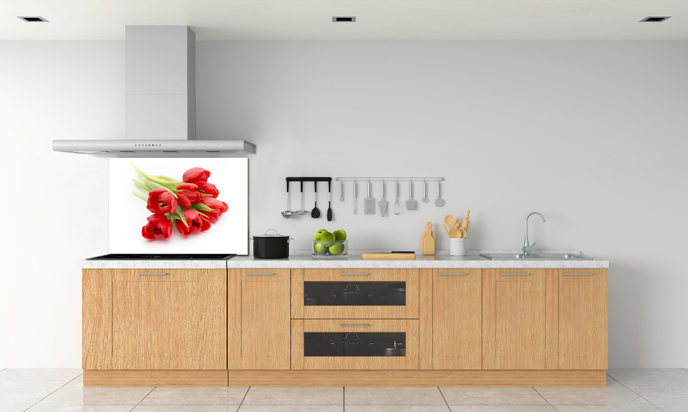 Cooker splashback Red tulips