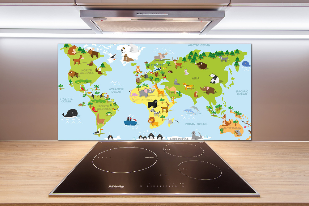 Kitchen splashback Map of Animals