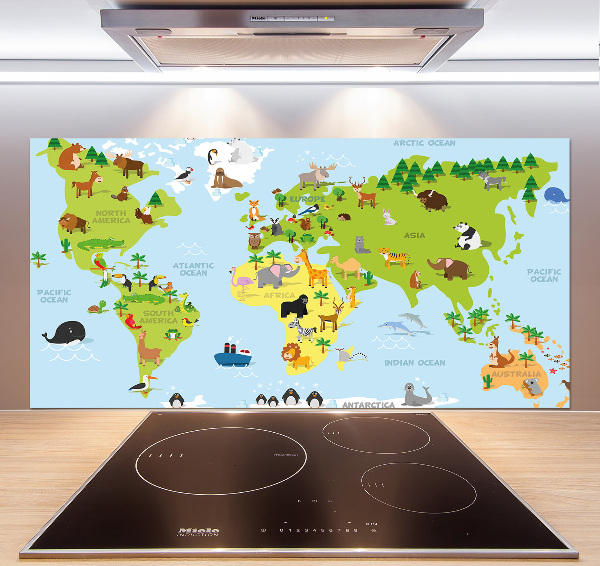 Kitchen splashback Map of Animals