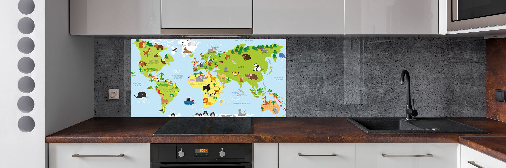 Kitchen splashback Map of Animals