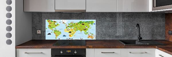 Kitchen splashback Map of Animals