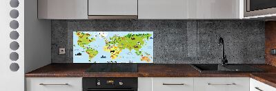 Kitchen splashback Map of Animals