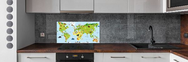 Kitchen splashback Map of Animals