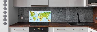 Kitchen splashback Map of Animals