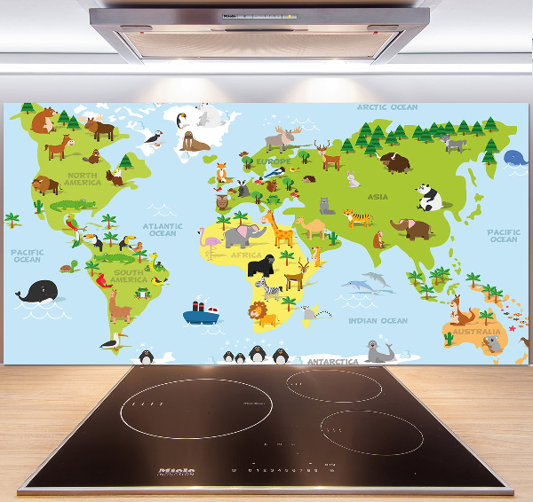 Kitchen splashback Map of Animals