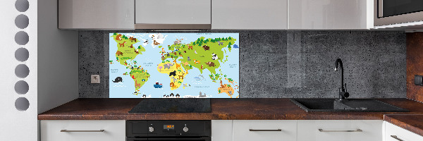 Kitchen splashback Map of Animals