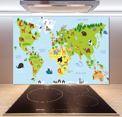 Kitchen splashback Map of Animals