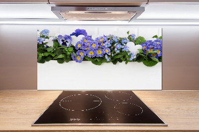 Cooker splashback Blue flowers