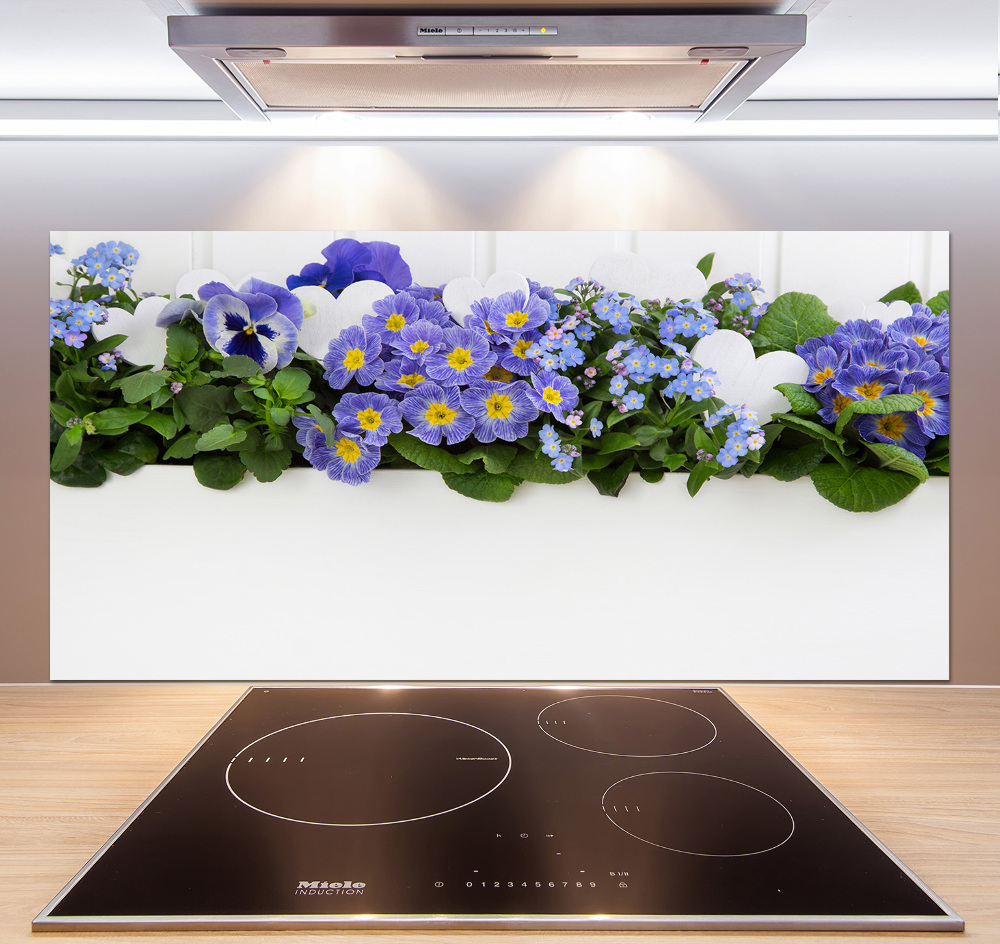 Cooker splashback Blue flowers