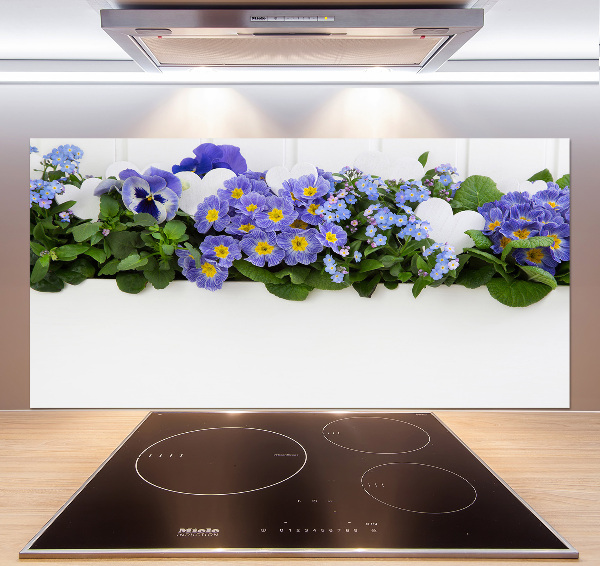 Cooker splashback Blue flowers