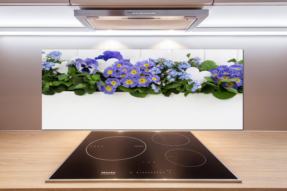 Cooker splashback Blue flowers