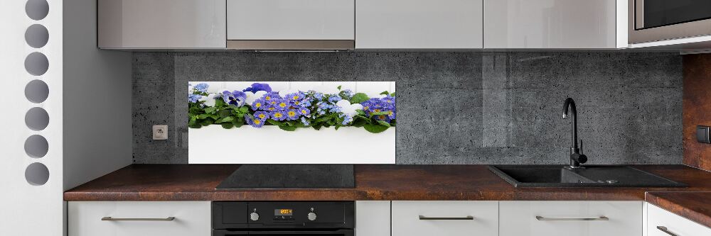 Cooker splashback Blue flowers