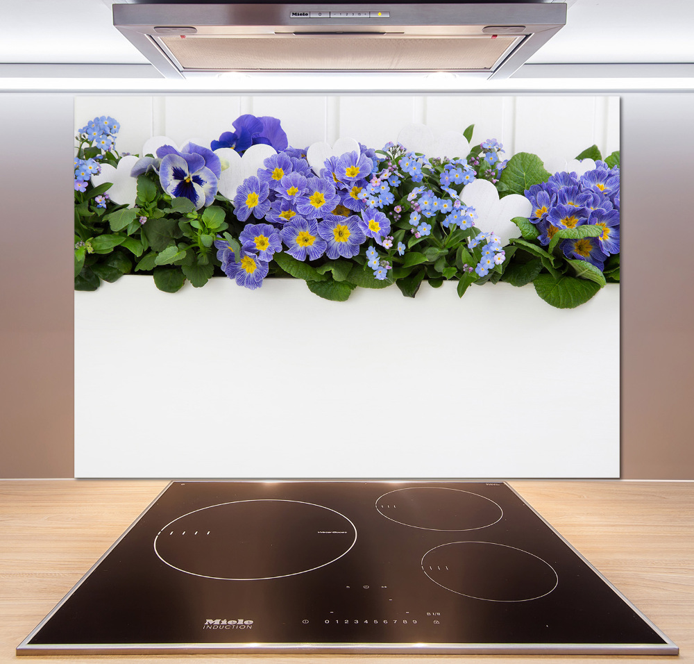 Cooker splashback Blue flowers