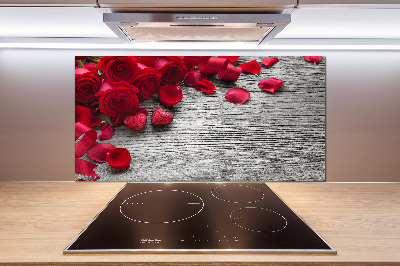 Cooker splashback Red roses