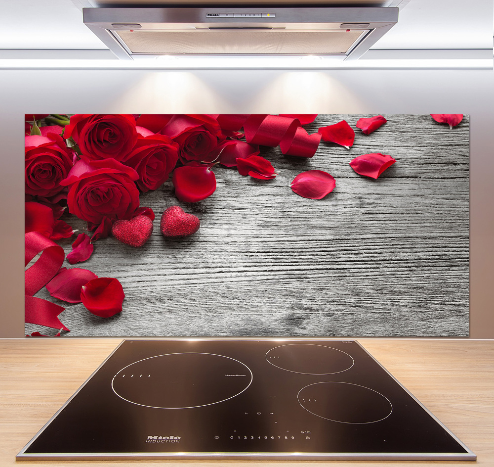 Cooker splashback Red roses