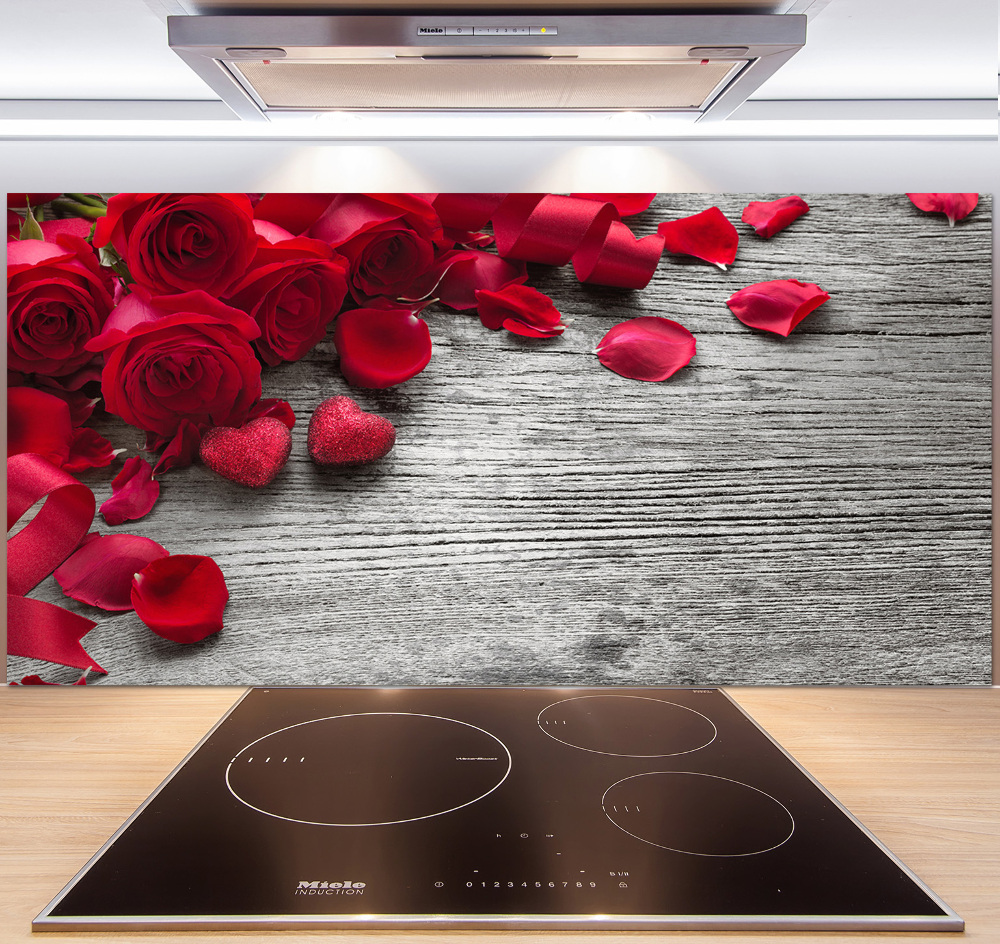 Cooker splashback Red roses