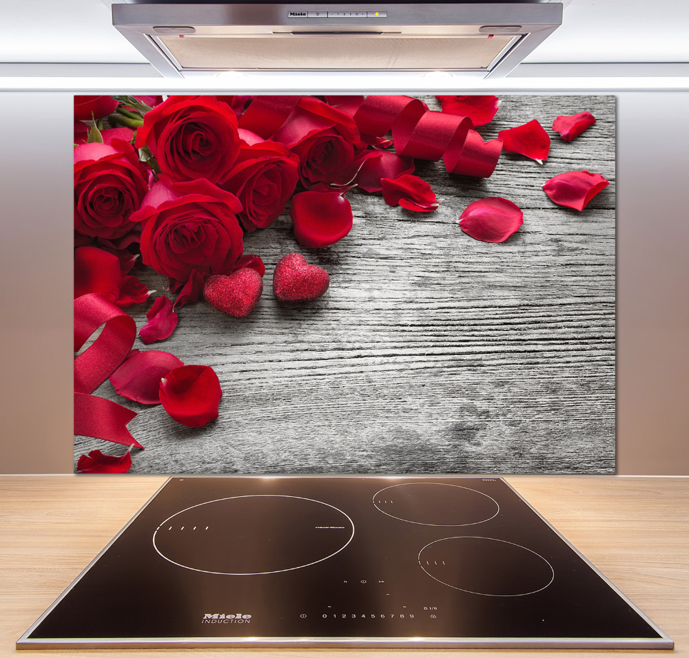 Cooker splashback Red roses