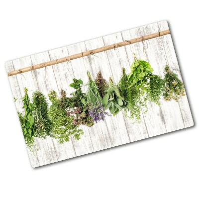 Chopping board glass Herbs on a string