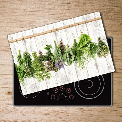 Chopping board glass Herbs on a string