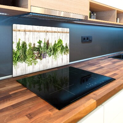 Chopping board glass Herbs on a string