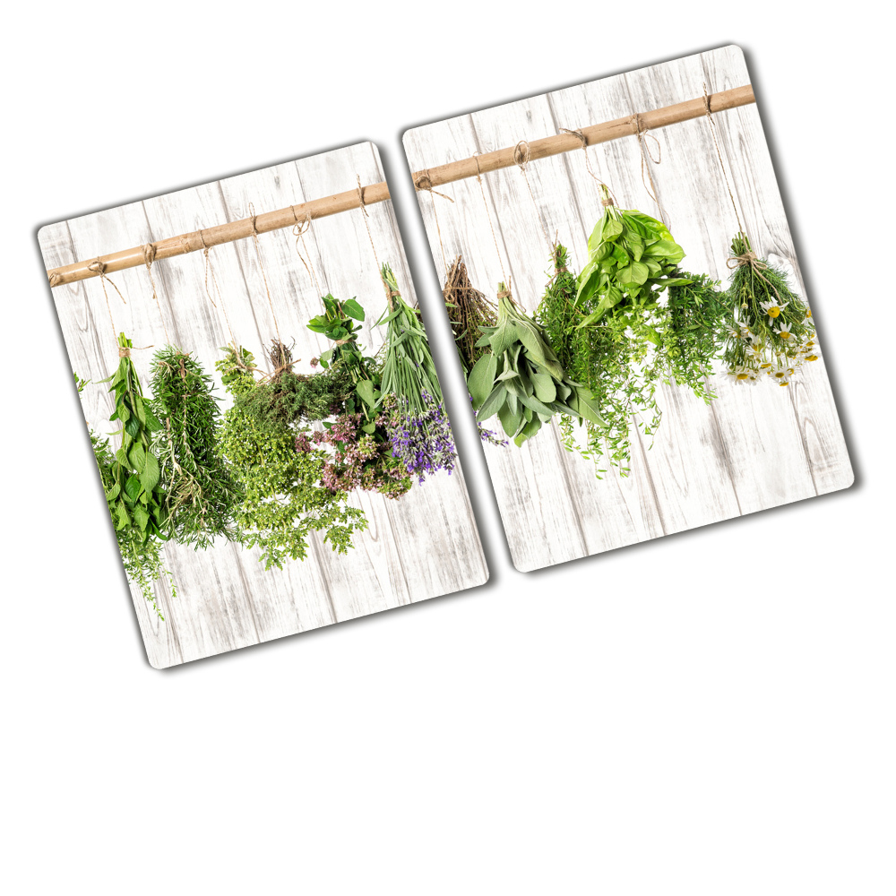 Chopping board glass Herbs on a string