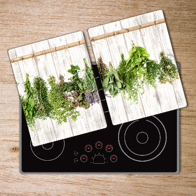 Chopping board glass Herbs on a string