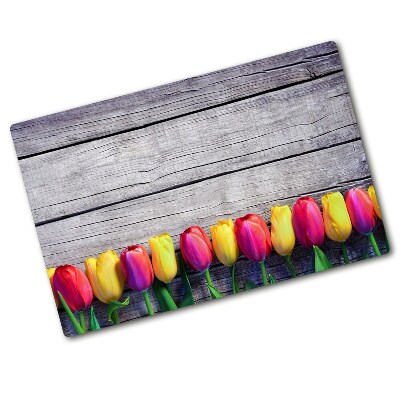 Chopping board Tulips on wood