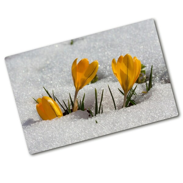 Chopping board Crocuses in the snow