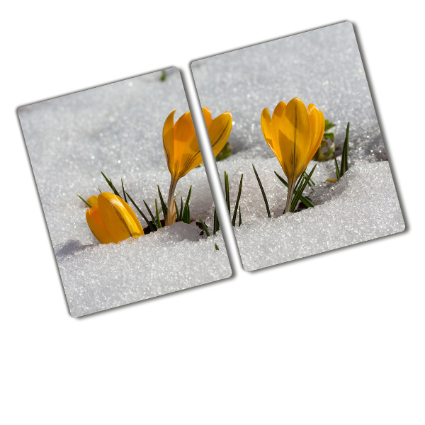 Chopping board Crocuses in the snow