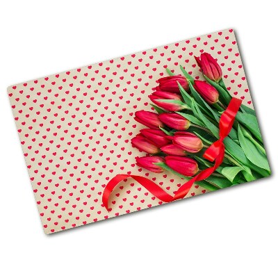 Glass chopping board Heart tulips