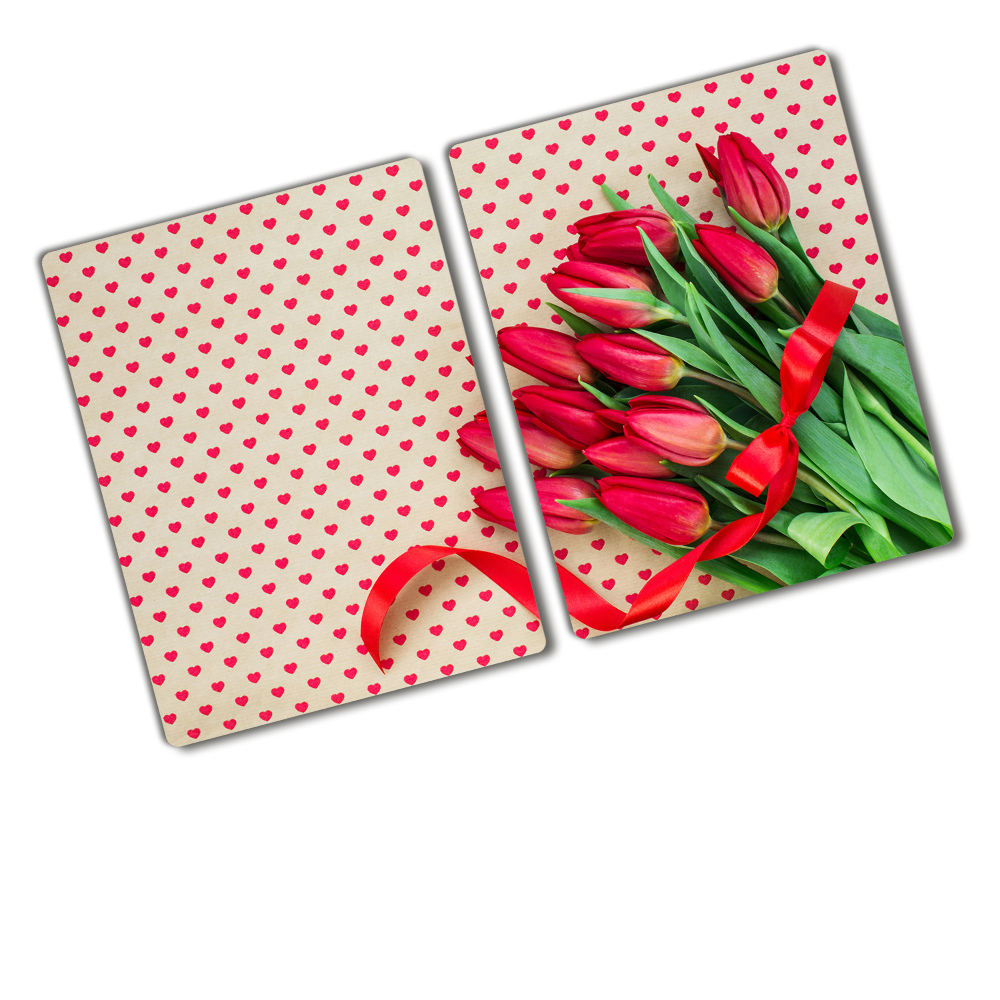 Glass chopping board Heart tulips